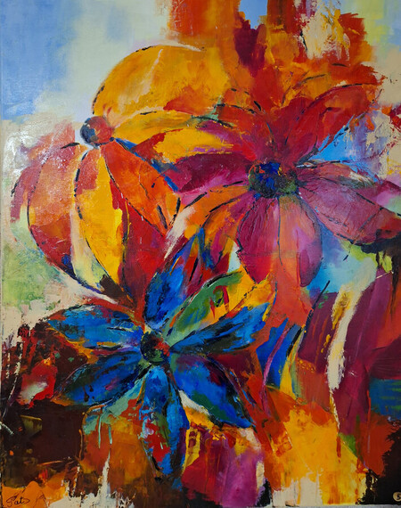 flowers  (80 x 60 cm )    370 e